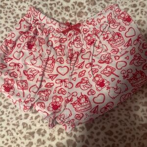 Red and White Valentines Pattern Shorts
